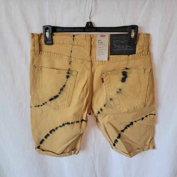 Levi's 511 Yellow Tie Dye Slim Roquefort 11 Inch Jorts Jean Shorts Size 30 - Picture 11 of 11
